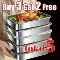 Stainless Steel Food Storage Containers Set of 5 with Lids - Stackable Baking Trays for Meal Prep, Refrigerator Organization & Kitchen Use