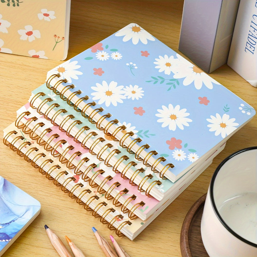 A6 Spiral Notebooks 8 Pack - Floral Design College Ruled Journals with Tear-Off Pages | Portable Memo Pads for Students & Office | Gift Set