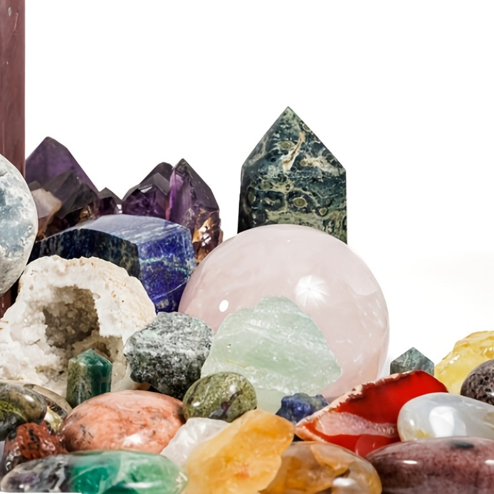 Crystal Gift Box Set 450g ¨C Raw Stones, Agate & Crystal Carvings Collection Box for Home Decor, Office Ornaments & Holiday Gifts ¨C 1LB Mixed Healing Crystal Set