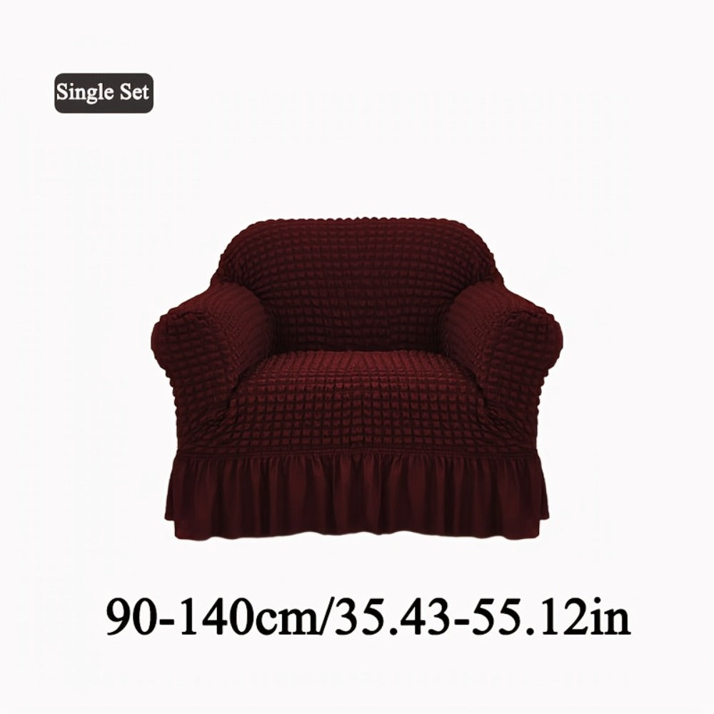 Seersucker Sofa Slipcover Elastic Band Closure Pet-Friendly All-Purpose Sofa Cover for Living Room Home Decor Protection ¡ª Single 2 4 Seater Multiple Colors