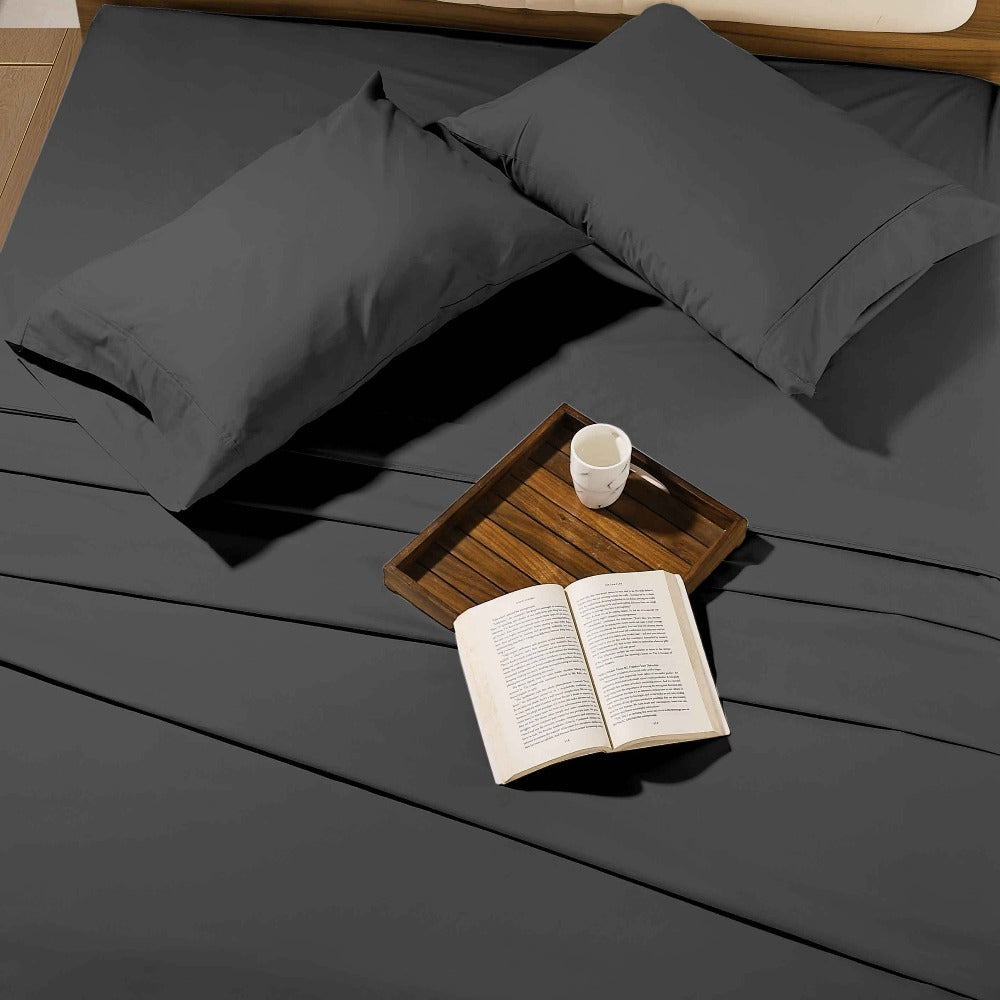 Egyptian Cotton Sheet Set 1000 Thread Count - Deep Pocket Fitted Sheet, Sateen Weave, Breathable Soft Bedding Set for King Queen Full Twin