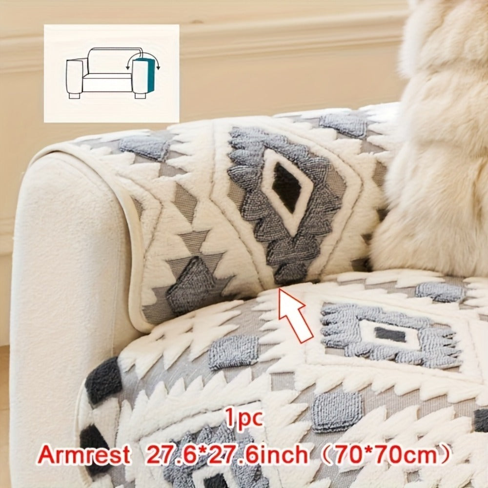 Thick Plush Sofa Cover Non-Slip Pet Friendly Machine Washable Couch Slipcover Furniture Protector for Living Room Bedroom Office Armrest to 4-Seat Multiple Colors