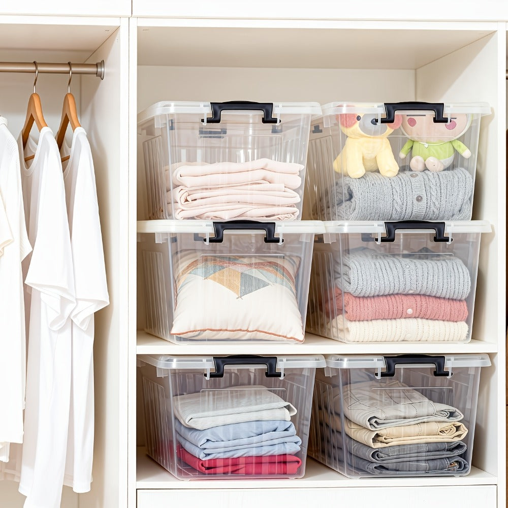 Clear Plastic Storage Bins with Lids 6 Pack Stackable Storage Containers with Snap-Tight Locks for Home, Office, Garage & Basement ¨C 17QT or 21QT, BPA-Free