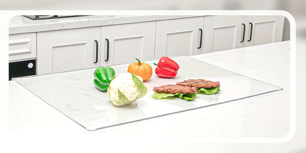 Acrylic Cutting Board Large Anti-Slip 17x23 Inch ¨C Clear & Black Countertop Protector for Kitchen & Restaurant ¨C Food Safe Non-Slip Chopping Board for Fruit, Meat & Meal Prep