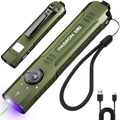 Tactical Flashlight Green Laser UV 3-in-1 | 1500 Lumen Slim EDC Multi-Function Light with White Light + UV365 Ultraviolet + Green Laser Beam | USB Rechargeable for Home Outdoor Daily Use