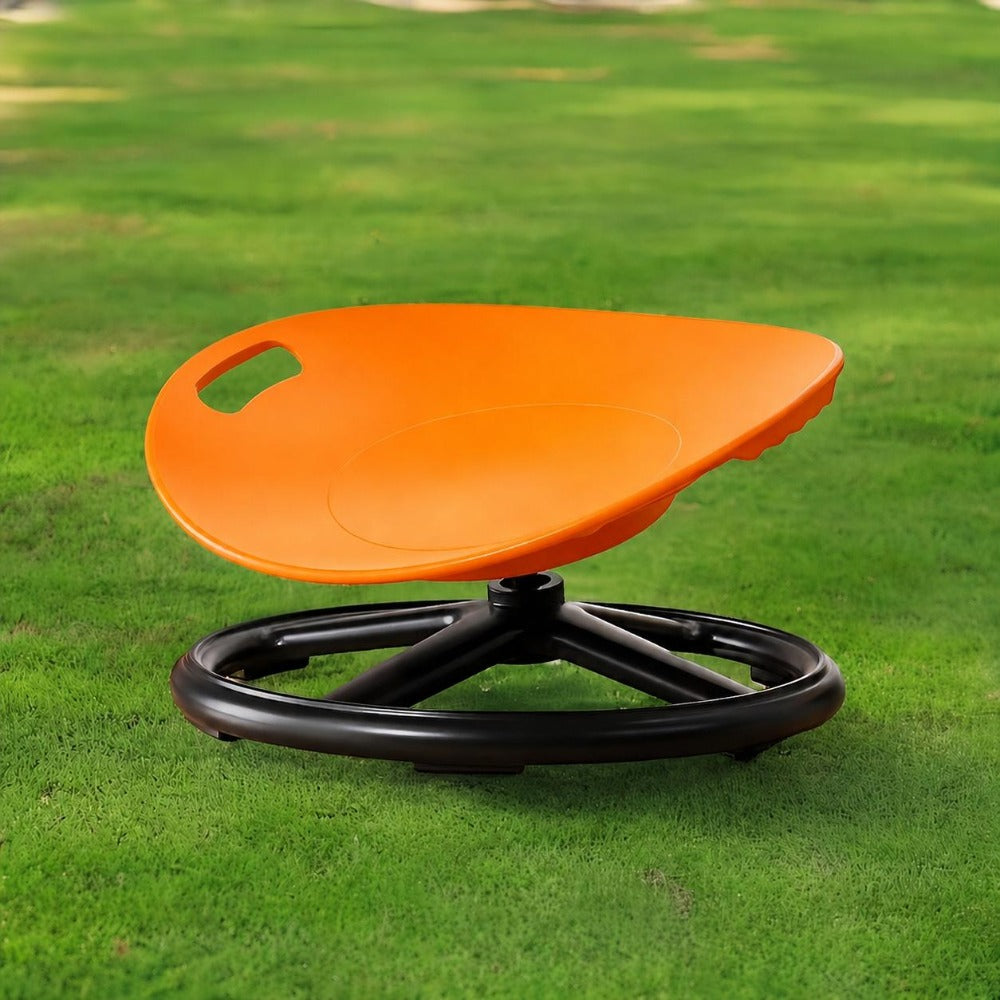 Sensory Spinning Chair for Kids, Autism & ADHD Therapy Spin Seat, Durable Plastic & Metal, Enhances Coordination & Attention, Indoor Outdoor Use, Orange & Blue