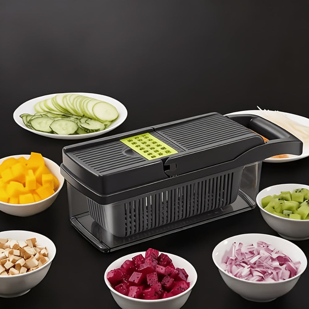 Vegetable Chopper 18-in-1 Upgraded Mandoline Slicer - Professional Onion Chopper Food Dicer Cutter with Container, Adjustable Multifunctional Vegetable Slicer for Kitchen, Gray