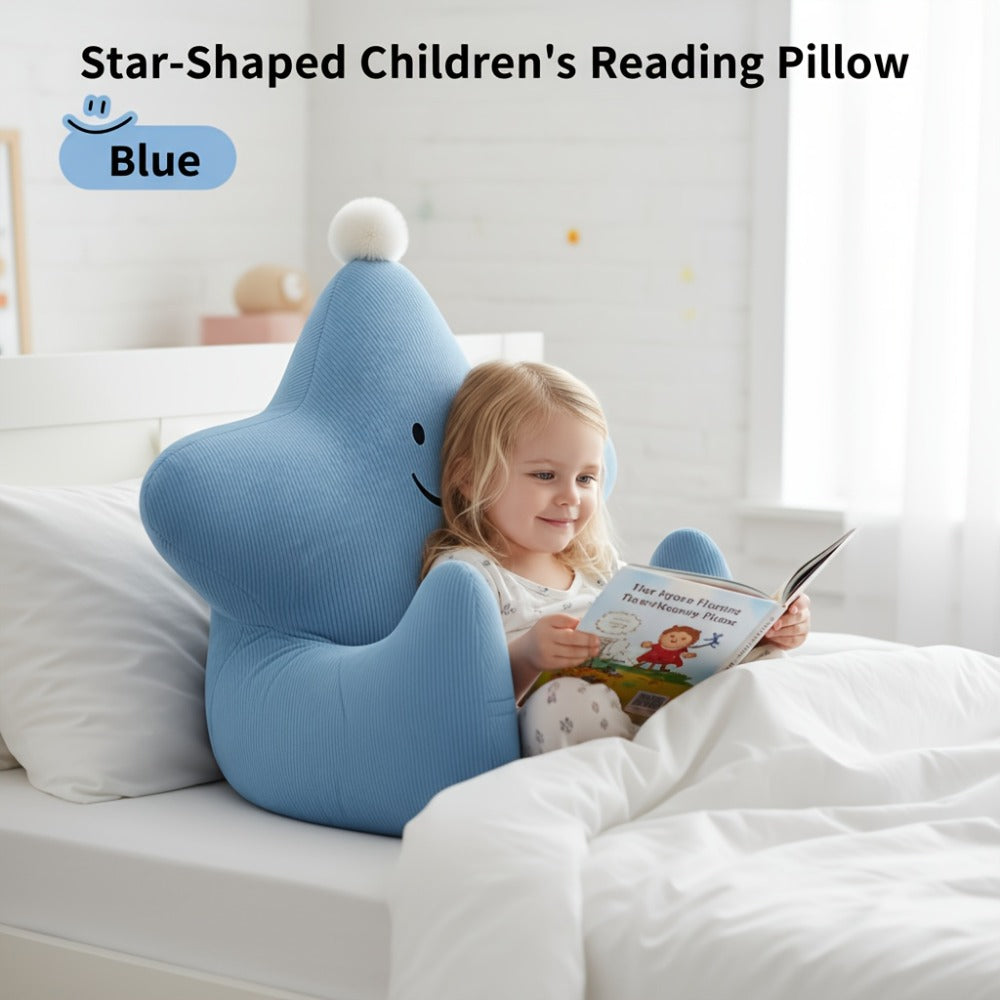 Kids Reading Pillow Star Shape with Neck Support Back Support Lumbar Support & Armrests Ergonomic Spine Protection Sit-Up Pillow for Children Reading Study Gaming on Sofa Bed Floor (Blue Green Yellow Pink)