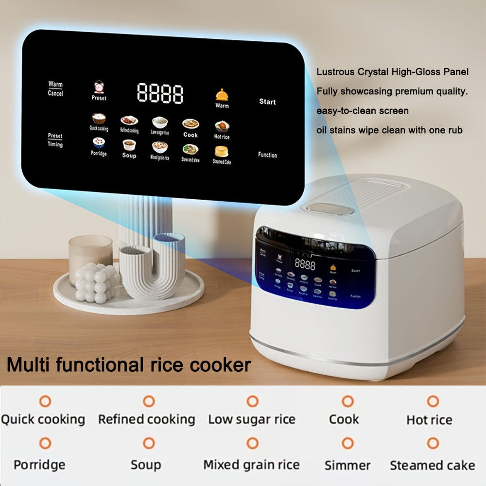 Rice Cooker 2L 4 Cups 10-in-1 Mini Multifunctional Compact Electric Rice Cooker for Rice Soup Stew Oatmeal Cake Steamed Vegetables Perfect for Small Kitchen Dorm Apartment