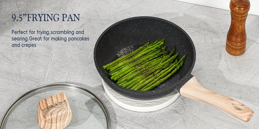 Pots and Pans Set 12-Piece Non-Stick Kitchen Cookware ¨C Complete Cooking Set with Frying Pan | Durable Even-Heating Non-Stick Coating | Available in Black & White | Home Kitchen Essentials