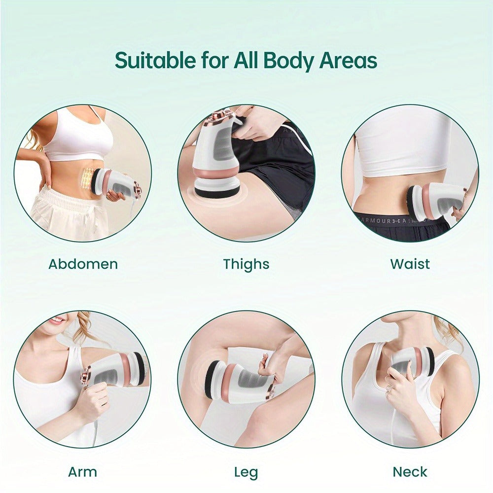 Handheld Body Massager with 5 Interchangeable Heads & 3 Washable Pads ¨C Adjustable Vibration Intensity, Full Body Muscle Relief for Abdomen, Waist, Arms, Buttocks & Legs, Portable Electric Massage Machine