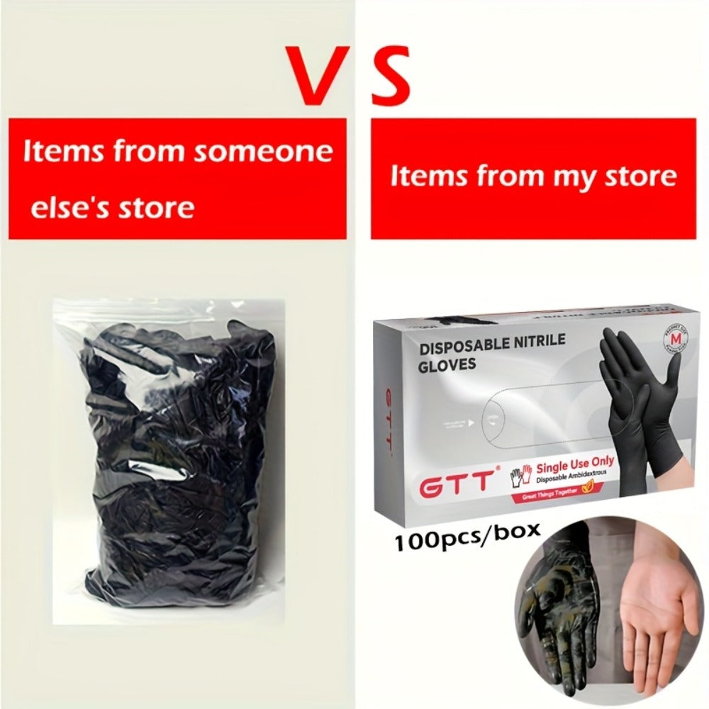 Nitrile Disposable Gloves 200 Count, Black Latex-Free Powder-Free Exam Gloves, Touchscreen Compatible, Chemical Resistant, Flexible Form-Fitting for Kitchen Automotive Industrial Medical Use, S M L XL