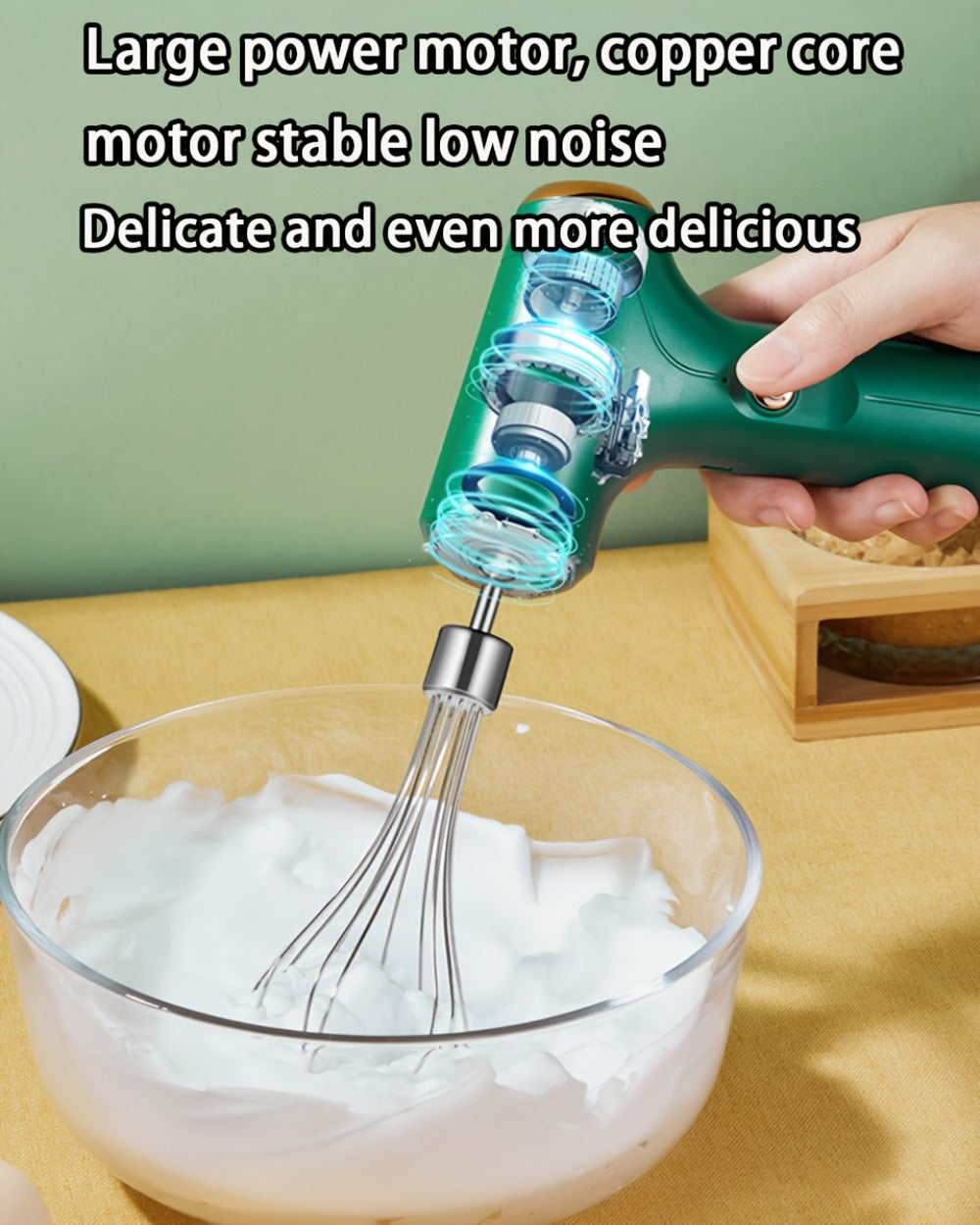 Cordless Electric Egg Beater & Cream Whipper - Handheld Stand-Up Portable Mixer for Cake Baking, Ice Cream & Whipping, Rechargeable Wireless Kitchen Mixer, Holiday Gift for Home Bakers