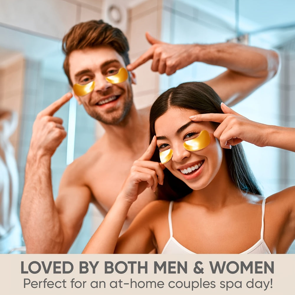 24K Gold Eye Patches 25 Pairs Collagen Under Eye Mask with Glycerin Hydrating Eye Pads for Dark Circles Puffiness Anti-Aging Eye Treatment for Men and Women All Skin Types Wedding Party Skincare