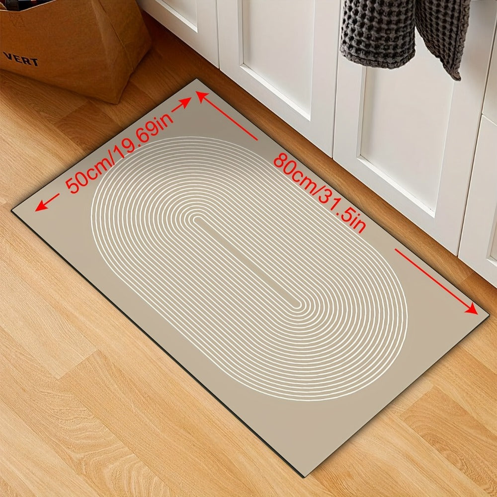 Kitchen Mat Non-Slip Absorbent Runner Rug Nordic Floral Pattern Anti-Fatigue Floor Mat with Rubber Backing for Kitchen Bathroom Hallway Laundry Room Beige Brown Washable