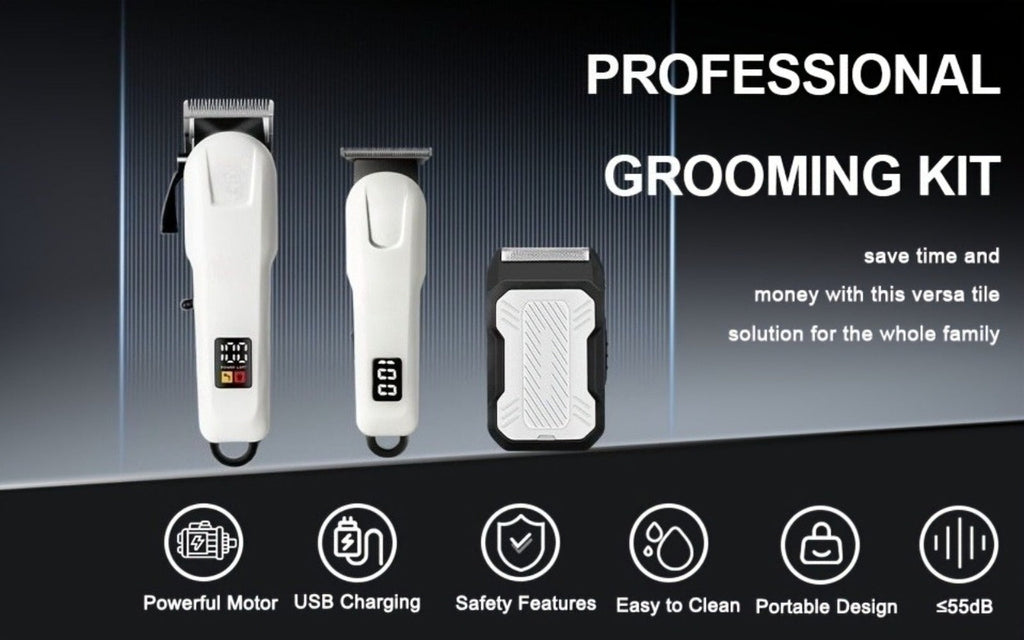 Electric Grooming Kit Hair Clipper & Razor Set USB Rechargeable with Digital Screen - 2 & 3 Piece Sets for Home Use & Salons, Professional Hair Trimmer, Great Gift for Father's Day, Birthday & Christmas