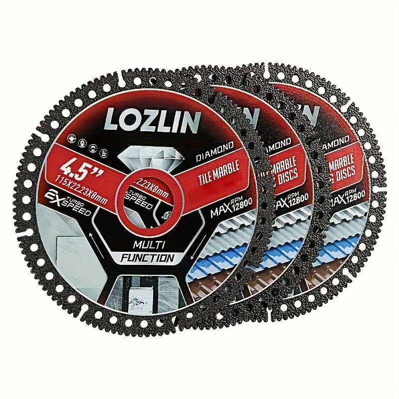 Diamond Tile Saw Blade 4.5 Inch Ultra Thin 3 Pack Precision Cutting for Tile Porcelain Marble Granite Ceramic Trim Chamfer Angle Grinder Compatible Dry Wet Cutting Disc