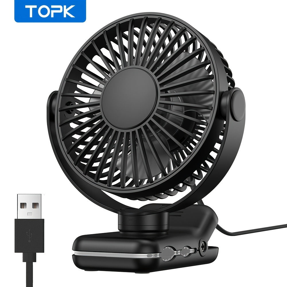 Clip on Fan USB Desk Fan, Brushless Motor Whisper Quiet Portable Mini Fan with Strong Clamp, USB Powered Personal Cooling Fan for Office Bedroom Dorm Stroller, 360¡ã Adjustable, Black Pink