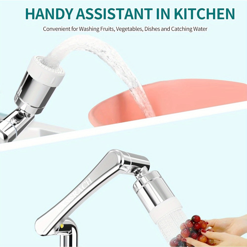 1440¡ã Rotating Faucet Extender Brass Multifunctional 1080¡ã 360¡ã Swivel Robotic Arm Sink Aerator 2 Water Outlet Modes for Kitchen Bathroom Silver