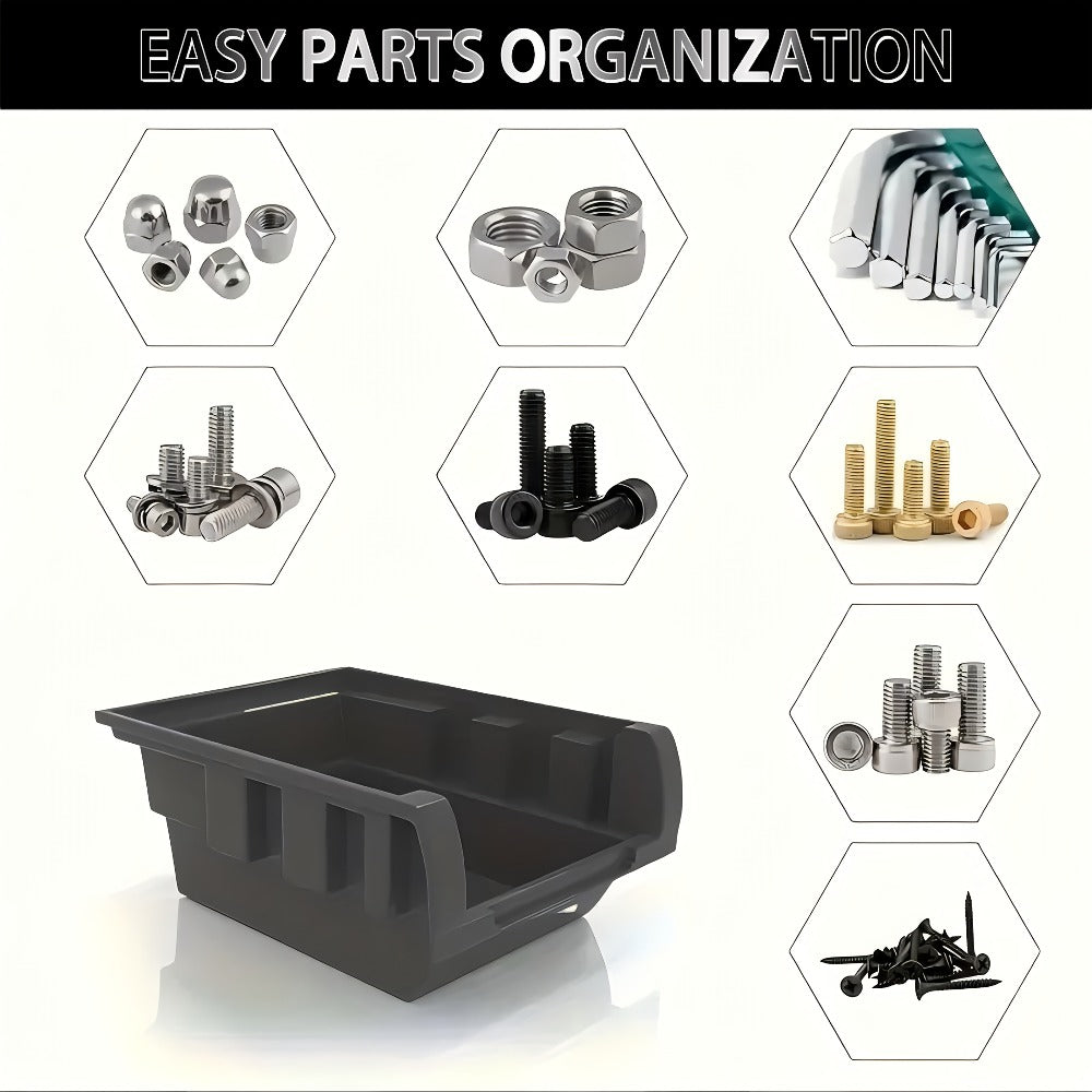 Plastic Parts Storage Bins Wall Mount 30pcs ¨C Heavy Duty Small Hardware Organizer for Screws, Nuts, Bolts & Nails | Multi-Tier Wall Shelf System for Garage, Workshop & Craft Room | Space-Saving Bin Rack