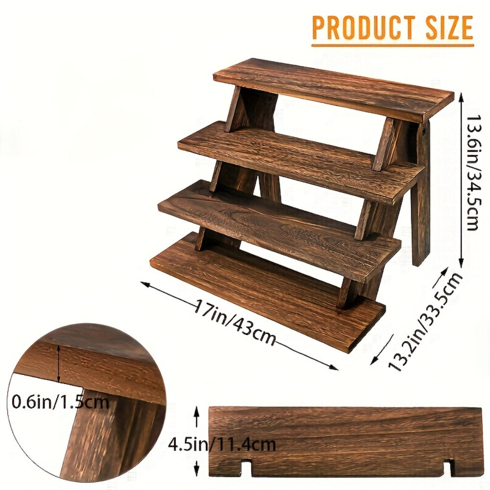 Cupcake Stand 4 Tier Rustic Wooden Dessert Tower Tool-Free Assembly for Birthday Baby Shower Wedding Halloween Christmas Party Display