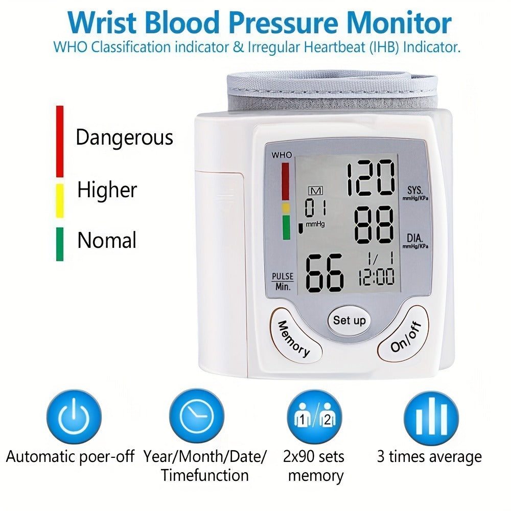 Wrist Blood Pressure Monitor Rechargeable - Digital BP Monitor with Large LCD, Voice Broadcast, 2¡Á99 Memory & USB Charging, Portable Wrist Cuff for Home & Travel, Optional Bundle with Pulse Oximeter