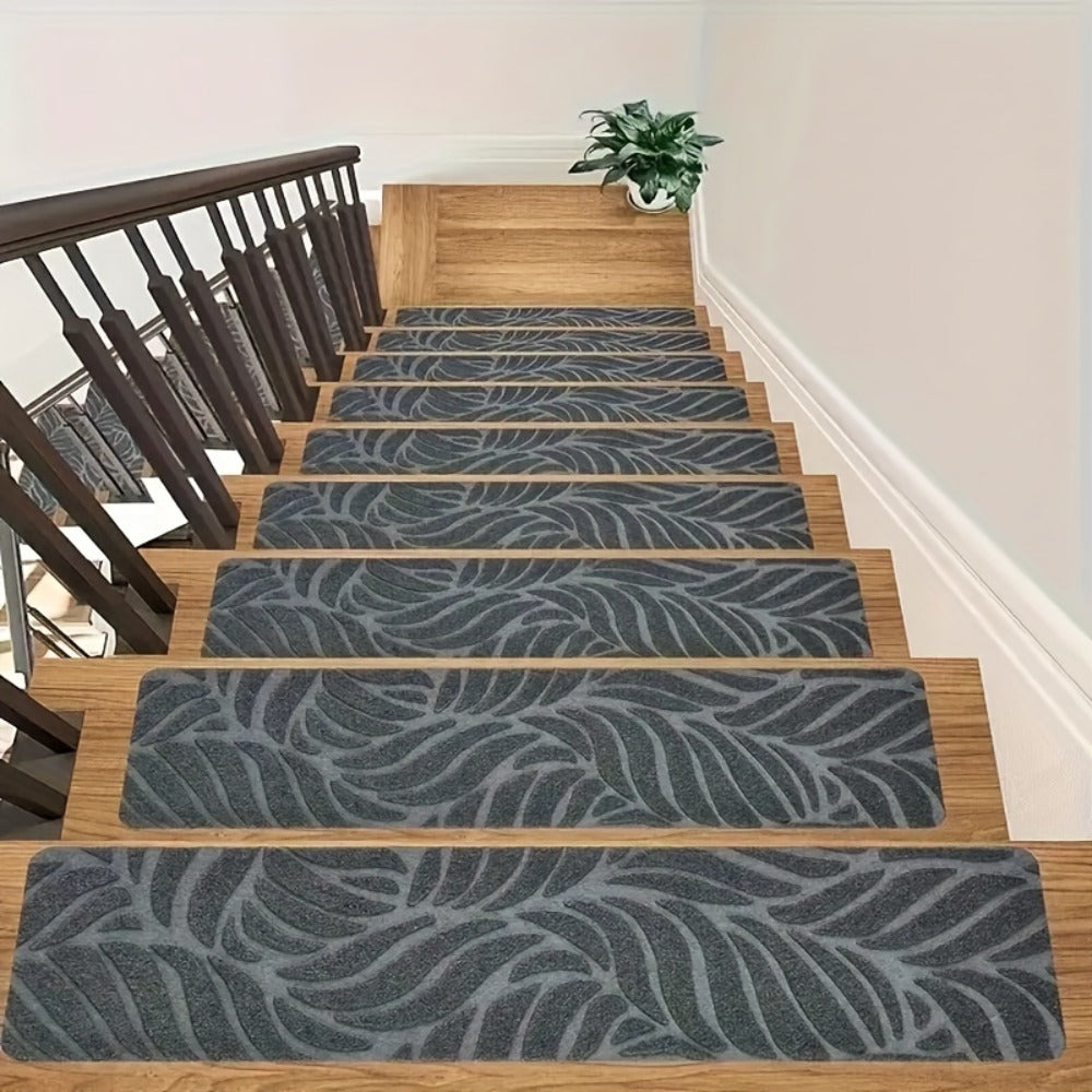 Non-Slip Stair Treads 15pcs 8¡±x30¡± Self-Adhesive Carpet Pads for Wooden Steps ¨C Washable Polyester Indoor Stair Mats for Safety, Anti-Slip Step Covers in Multiple Colors