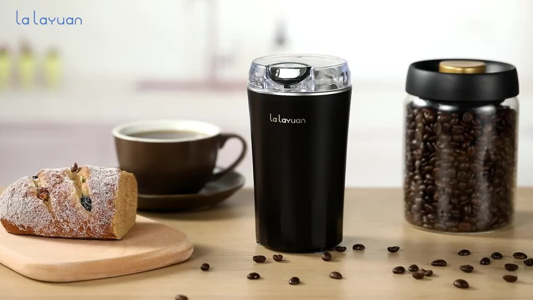 Electric Coffee Grinder 200W | Quiet Spice Grinder | 80g Large Capacity 12 Cups | 304 Stainless Steel Blade | One-Touch Operation | Grinds Coffee Beans Spices Nuts Grain | Blue Black