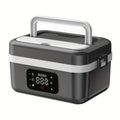 Self Heating Lunch Box Battery Powered 8000mAh - 60W Portable Electric Food Warmer with Smart Timer 1 Liter Stainless Steel Inner Container for Home Car Office and Truck, Leak Proof with Fork Spoon and Carry Bag, Gift for Men and Women