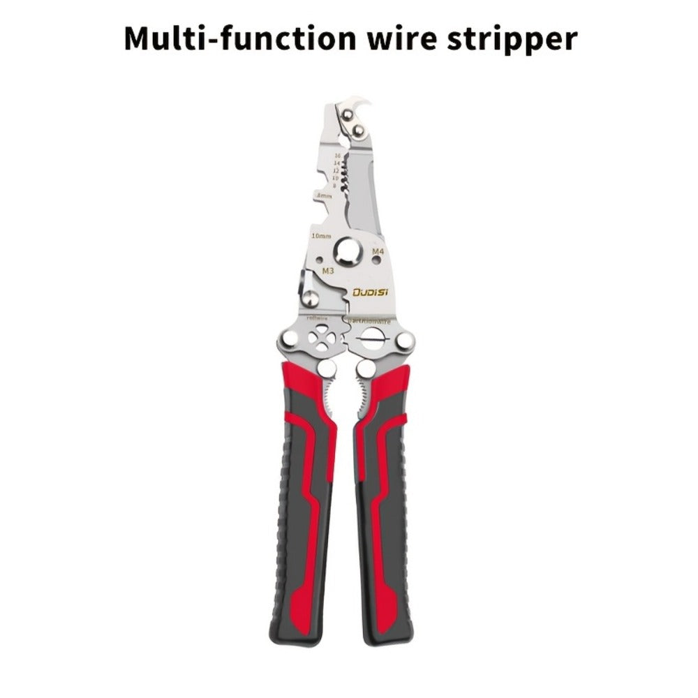 Folding Wire Stripper Multifunctional Pliers Crimping Cutter Tool for Electrician Cable DIY Electronic Maintenance Compact Portable Anti-Slip Spring Clip Car Toolbox Hand Tool