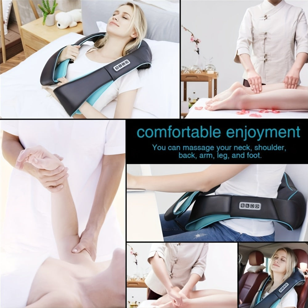 Neck Shoulder Massager with Heat ¨C Shiatsu Deep Kneading Massage Pillow for Back, Waist & Muscle Pain Relief, Portable Electric Massager, Perfect Gift for Wife, Husband, Parents & Office Workers