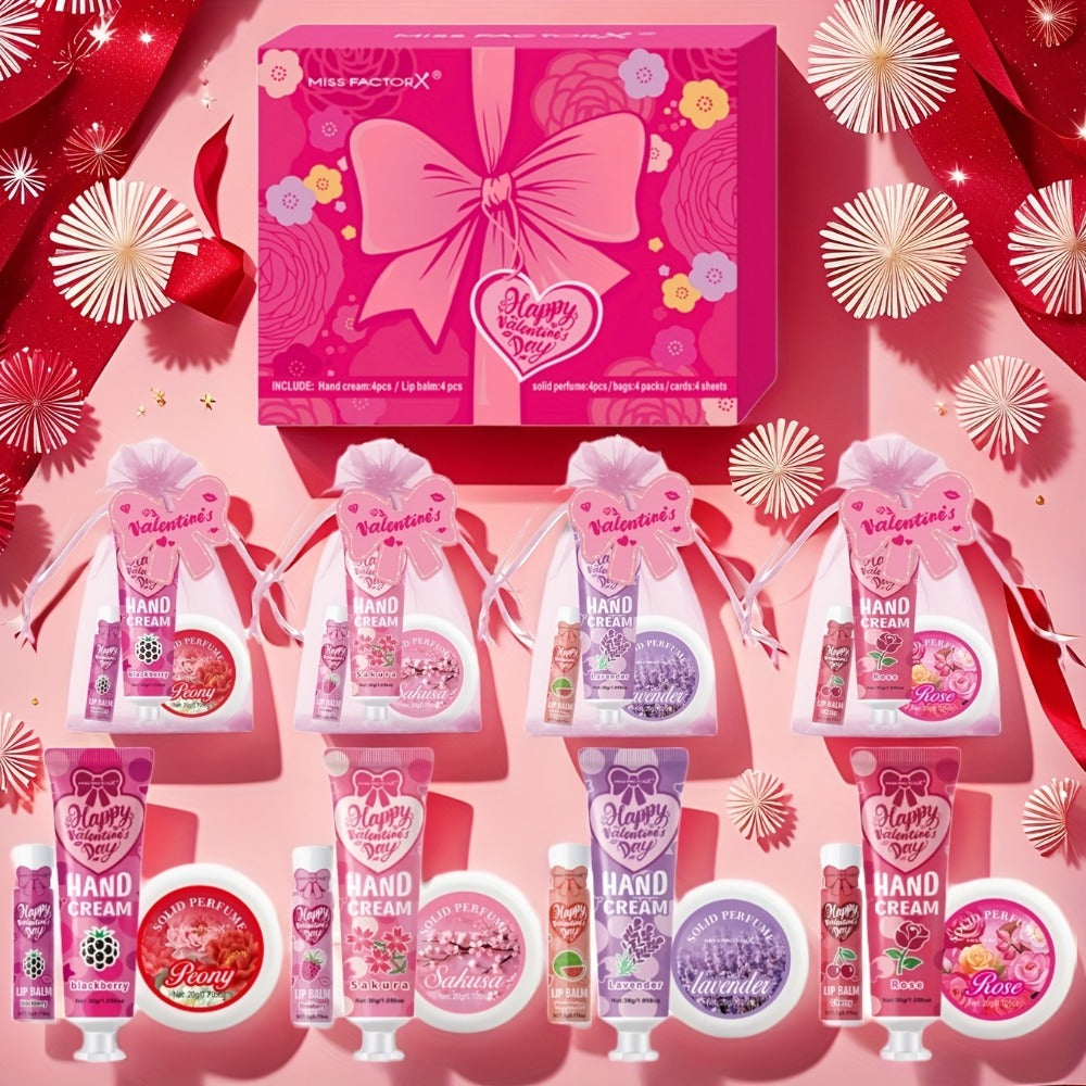 20pcs Beauty Gift Set Lip Balm Hand Cream Solid Perfume Pink Gift Bag Glossy Finish All Skin Types Holiday Party Mother's Day Wedding Bridesmaid Favors