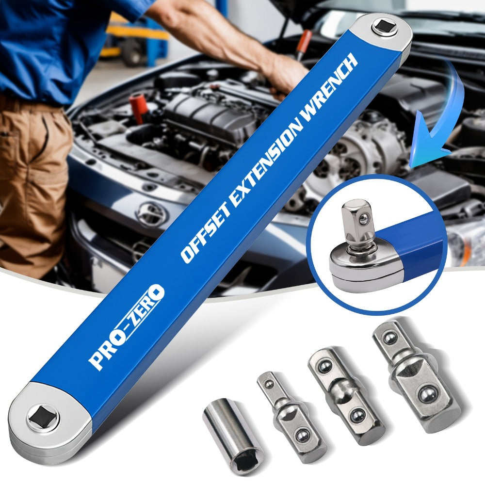 Ratchet Wrench 2-in-1 Offset Extension with 1/4¡± 3/8¡± 1/2¡± Square Head Adapters, 180-Degree Rotation High Torque Non-Slip Handle, Universal Flex Head Ratchet for Narrow Spaces & Auto Repair