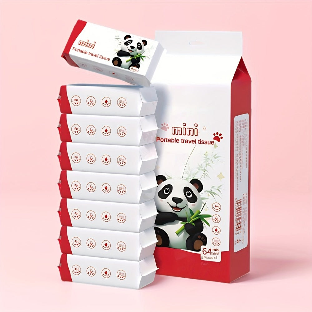 Mini Wet Wipes 64 Count 8 Packs Heavy Duty Quick-Drying Cleaning Cloths Cute Animal Design for Travel Outdoor Kitchen Bathroom Picnic Dish Towel Stove Cleaning Panda Crocodile Elephant Kitten