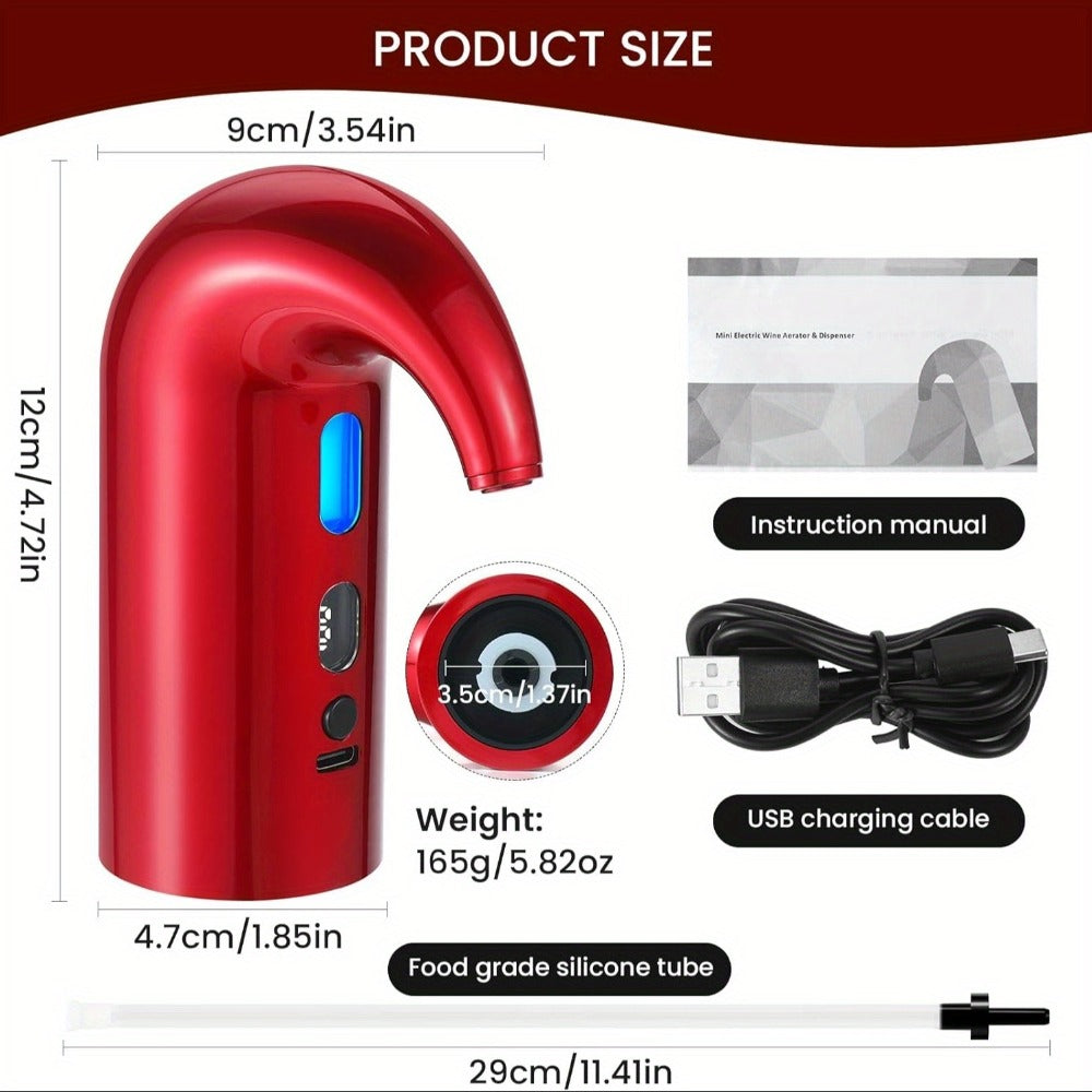 Electric Wine Aerator Decanter Dispenser Set 3-in-1, USB Rechargeable Automatic Wine Pourer with Wine Opener & Stopper, Gift for Wine Lovers