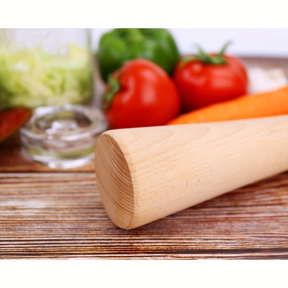 Wooden Sauerkraut Pounder for Mason Jars - 11.6 Inch Solid Wood Fermentation Tamper Kraut Pounder Pestle for Vegetable Fermentation, Kimchi, Pickles & Home Brewing - Easy to Clean Kitchen Tool