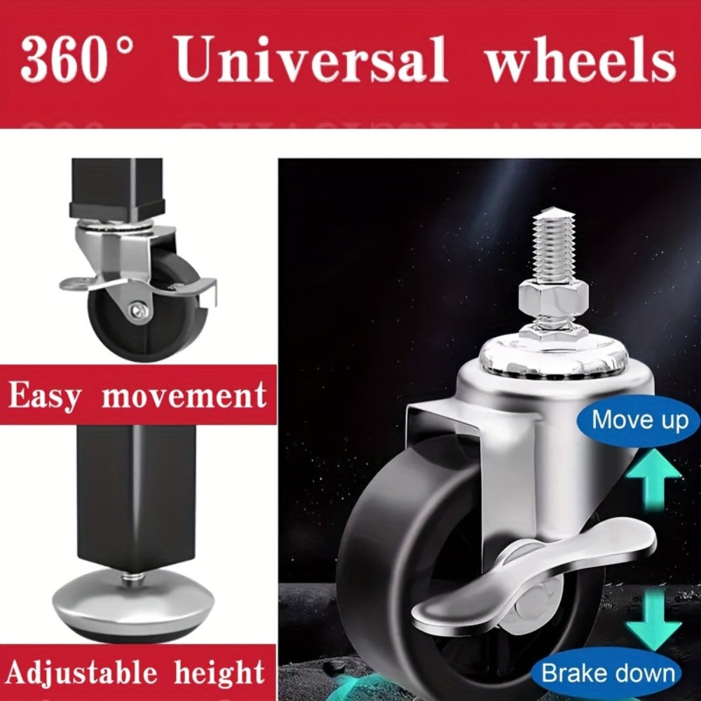 4-Tier Metal Display Rack with Wheels ¨C Rolling Floor Shelf for Kitchen, Store & Home Storage Organization