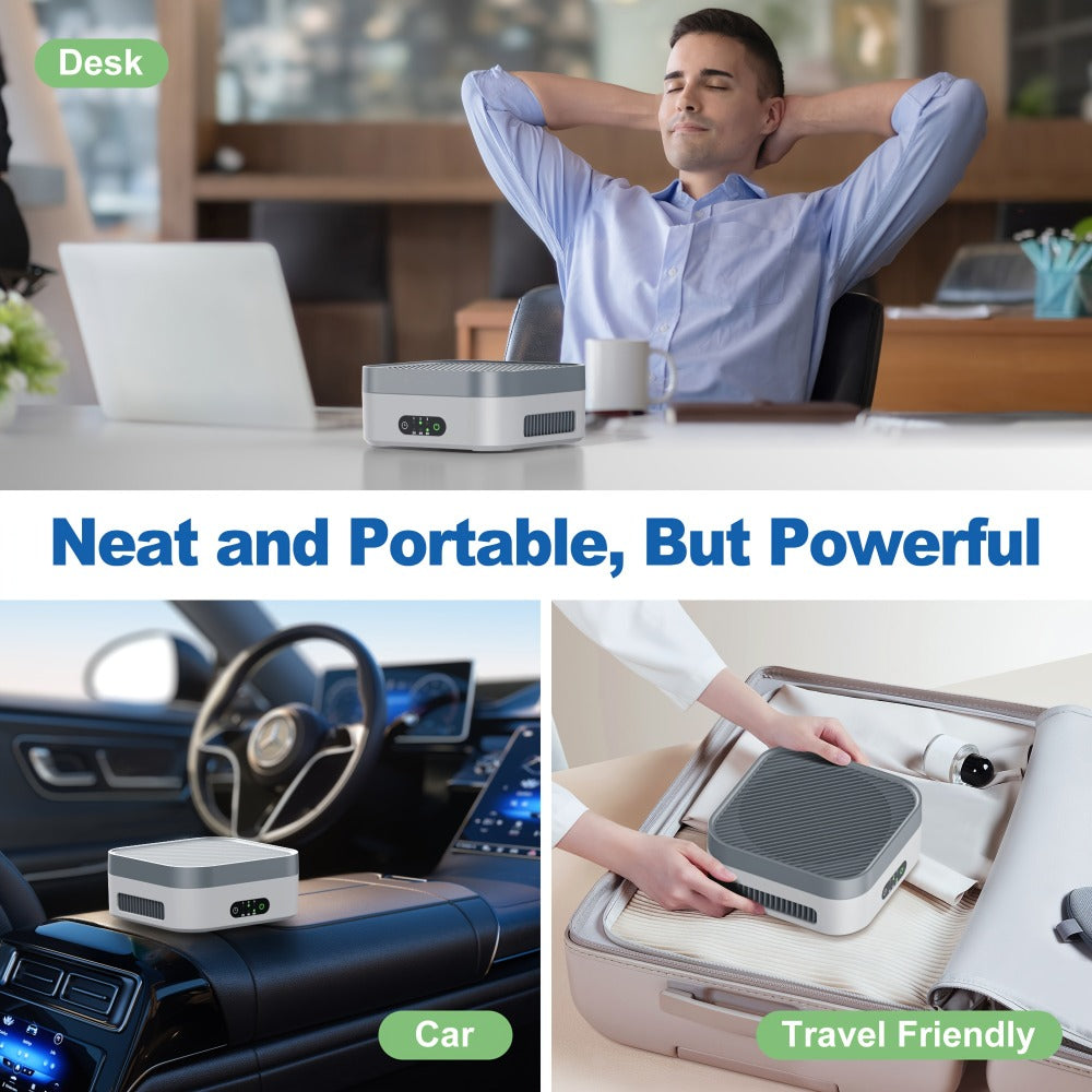 HEPA Air Purifier for Home Bedroom Up to 700 Sq Ft with True HEPA Filter 3-Stage Filtration Quiet Sleep Mode USB-C Charging Smart Touch Control for Pets Dust Pollen Smoke Odor Desk Car Travel