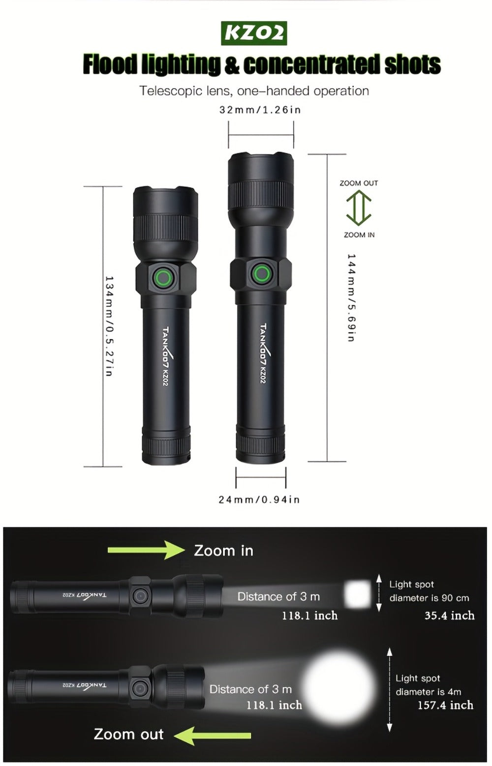 Mini LED Flashlight 18650 Rechargeable Battery | Adjustable Focus & Brightness Zoomable Compact Torch | Textured Grip for Camping Fishing Hiking Outdoor Adventures & Emergency