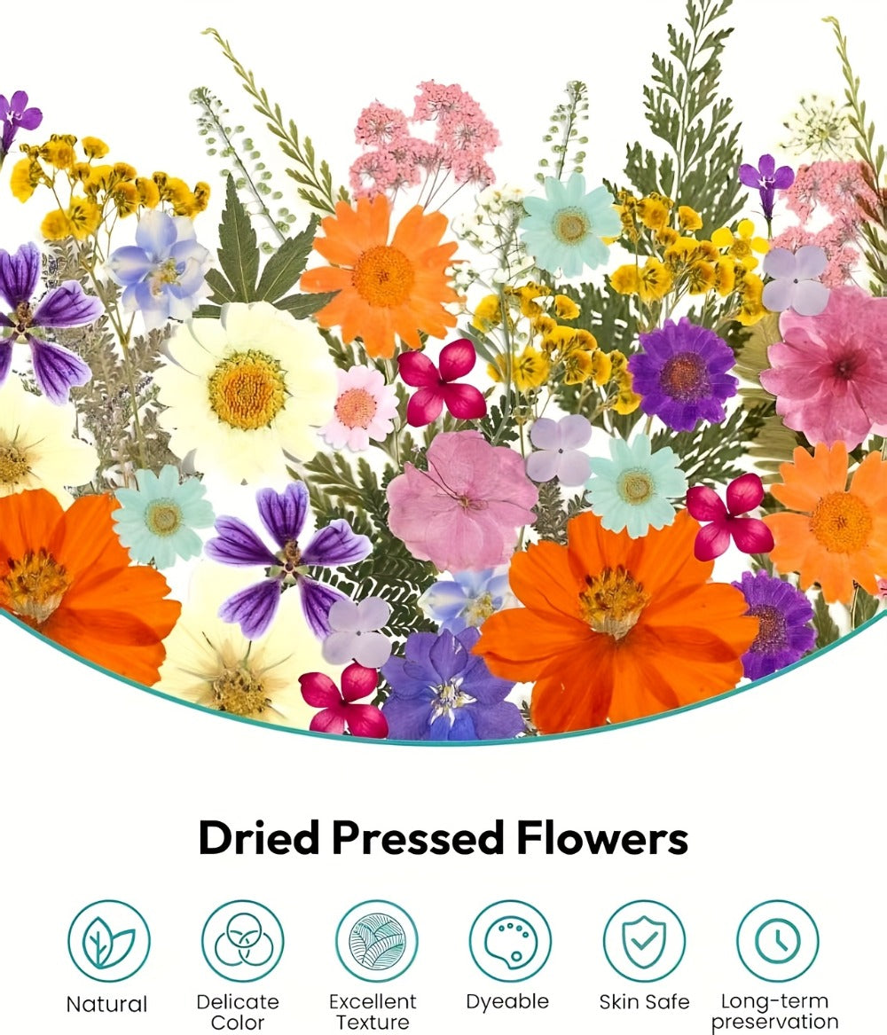 Dried Pressed Flowers Kit 500pcs ¨C Natural Real Flower Petals & Leaves for Resin Art, Nail Art, Jewelry Making, Scrapbooking, Phone Case Decor, Candle Making & DIY Floral Crafts