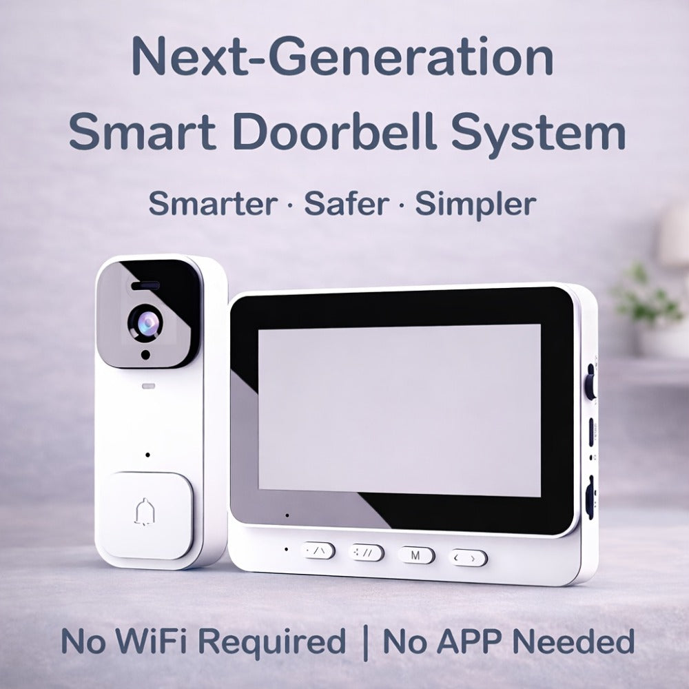 Smart Video Doorbell Wireless Touchscreen Display | Motion Detection 2-Way Audio Local Storage No Subscription | Easy No-Wire Install Home Security Doorbell Camera System