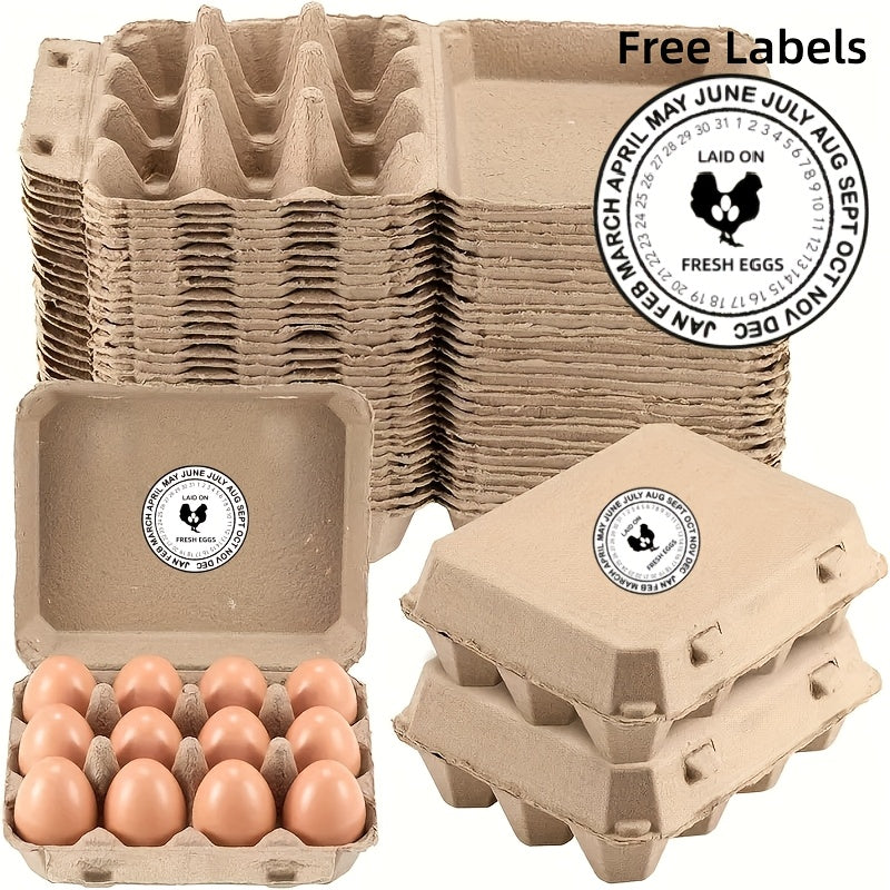 Egg Cartons 12 Egg Holder Reusable Pulp Egg Storage Container Box for Kitchen Chicken Coop Farmhouse Fridge Organizer Egg Tray 3x4 Grid Natural Cardboard Egg Crate for Fresh Eggs 10 25 Pack