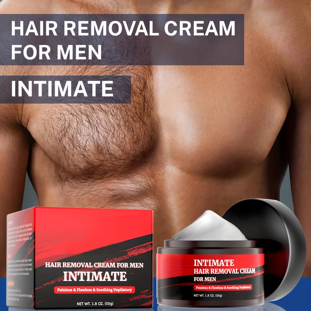Hair Removal Cream for Men - Fast Acting Depilatory for Chest Back Legs Arms Intimate Areas Sensitive Skin Formula 50g