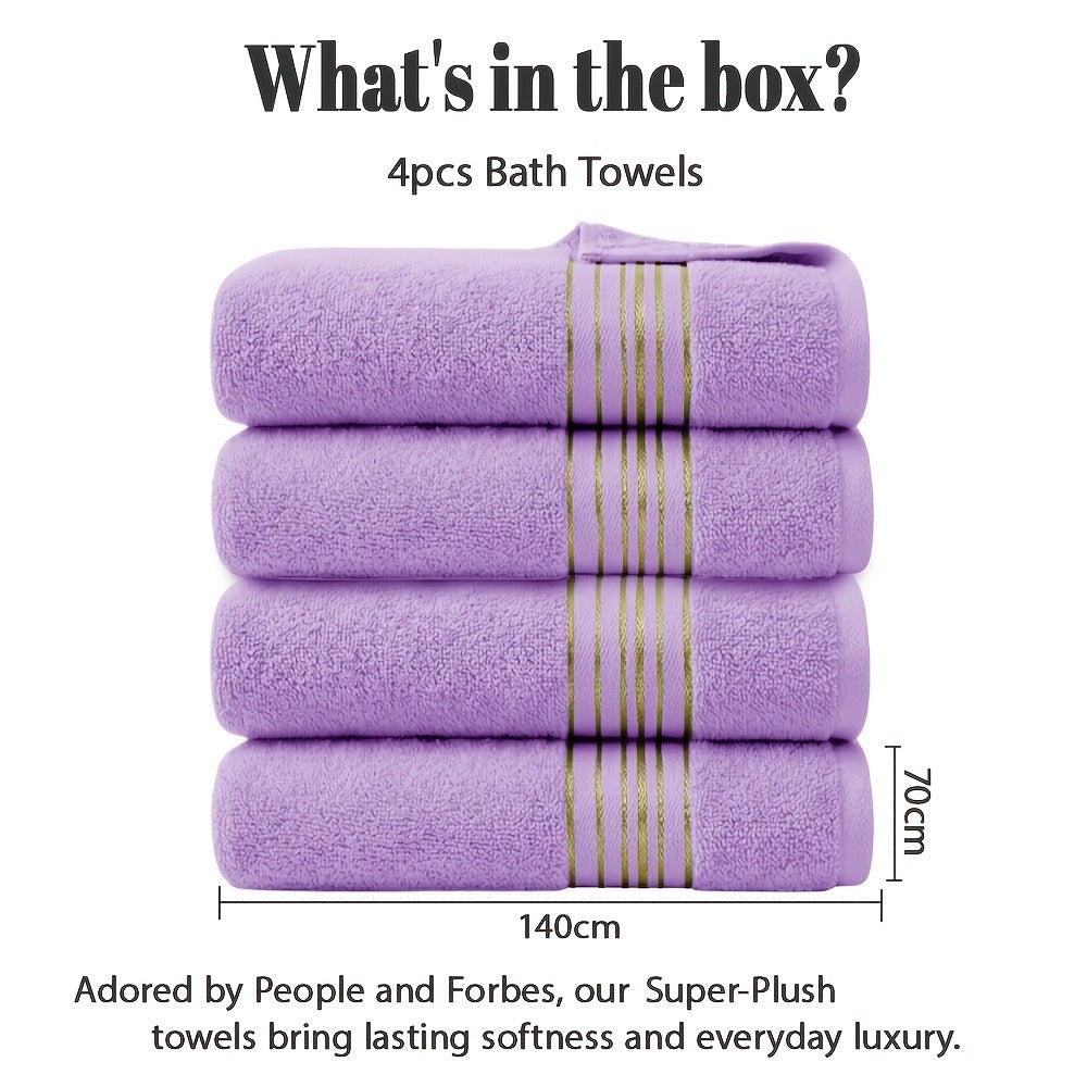 Bath Towel Set 4-Pack 620GSM Bamboo Cotton Blend Super Soft Quick-Dry Absorbent Towels for Bathroom Spa Gym Travel