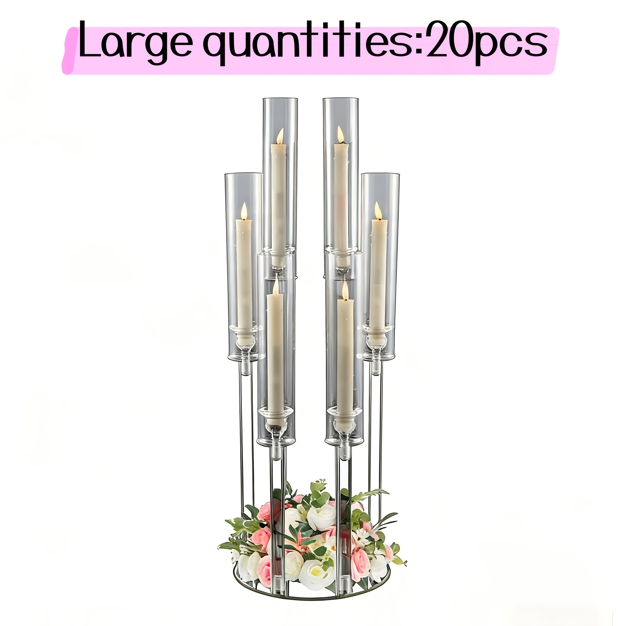 Acrylic Candelabra 6-Arm Candlestick Holder 26.8 Inch Clear Crystal Candle Holders Bulk for Wedding Table Centerpieces, Party Home Decoration, Valentine's Day Anniversary Christmas