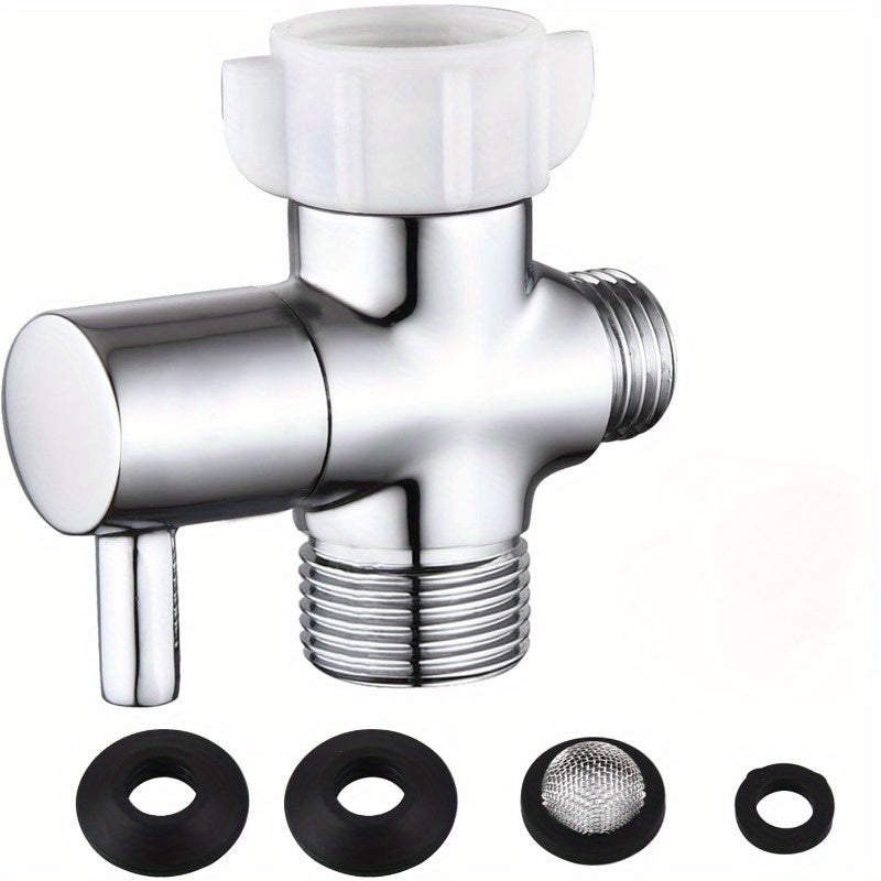 Toilet T-Adapter Diverter Valve with Shutoff - 304 Stainless Steel G7/8 American Thread, Chrome Finish, O-Ring & Mesh Filter Included, No Electricity Required, Universal Toilet Accessory