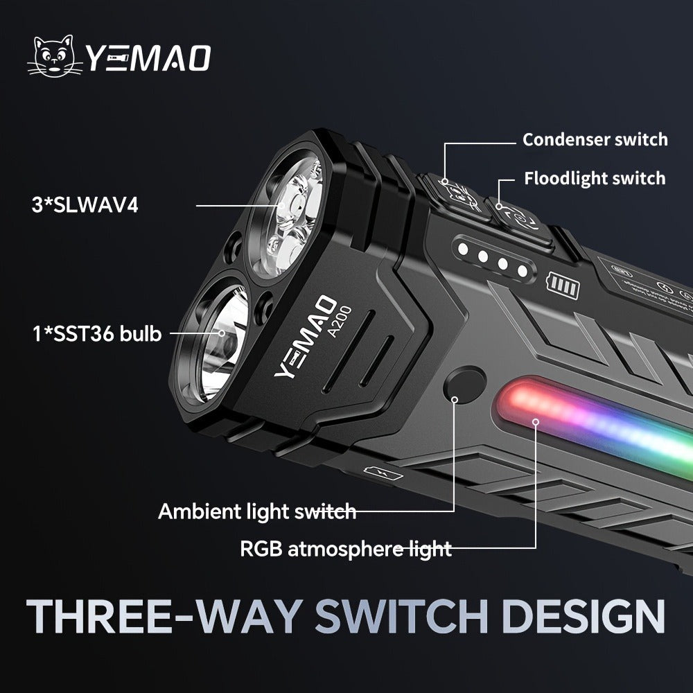 High Lumen Flashlight 5000 Lumen Ultra Bright | High-Capacity Battery Long Runtime USB Rechargeable | Lock Function Camping Night Fishing Outdoor Work Gift for Men