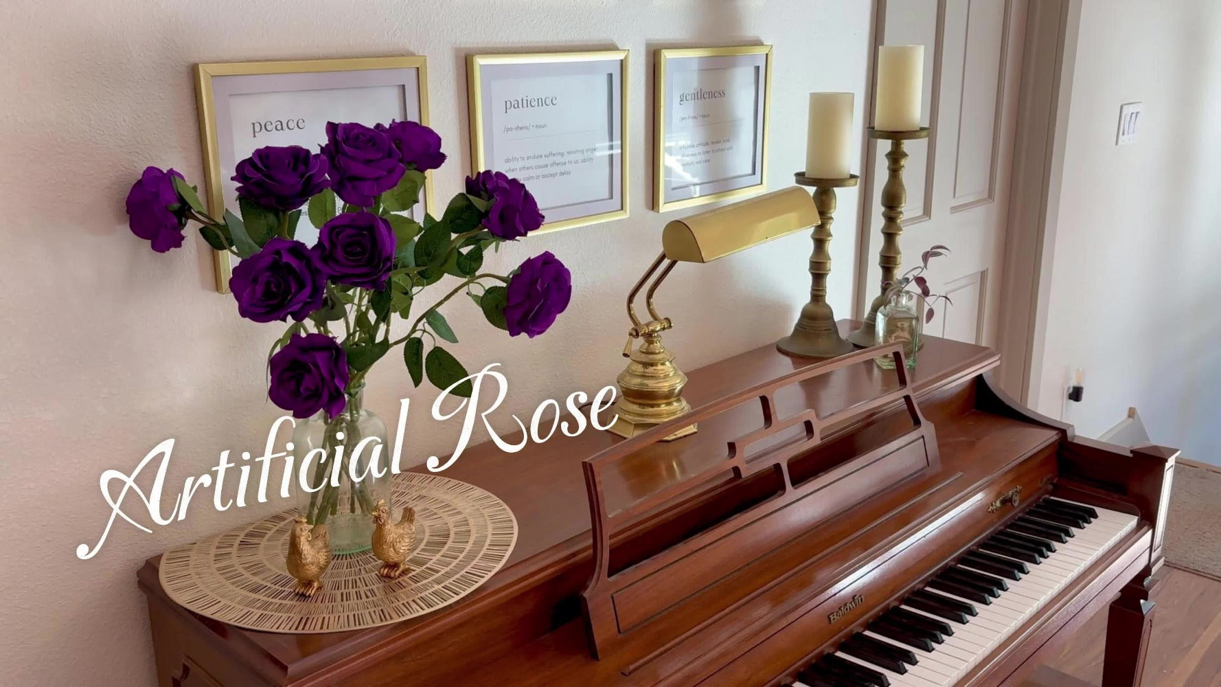 10pcs Artificial Silk Roses Bulk - Fake Flowers for Wedding Home Decor, 19.69¡± Long Stem, Deep Purple & Dark Green