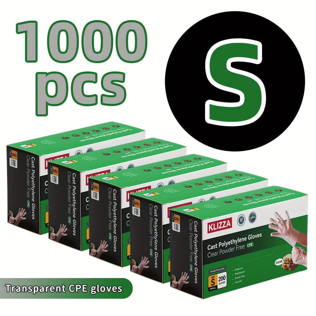 Clear Poly Disposable Gloves 200/1000PCS Oil Resistant Food Safe Cooking Cleaning Gloves S M XL
