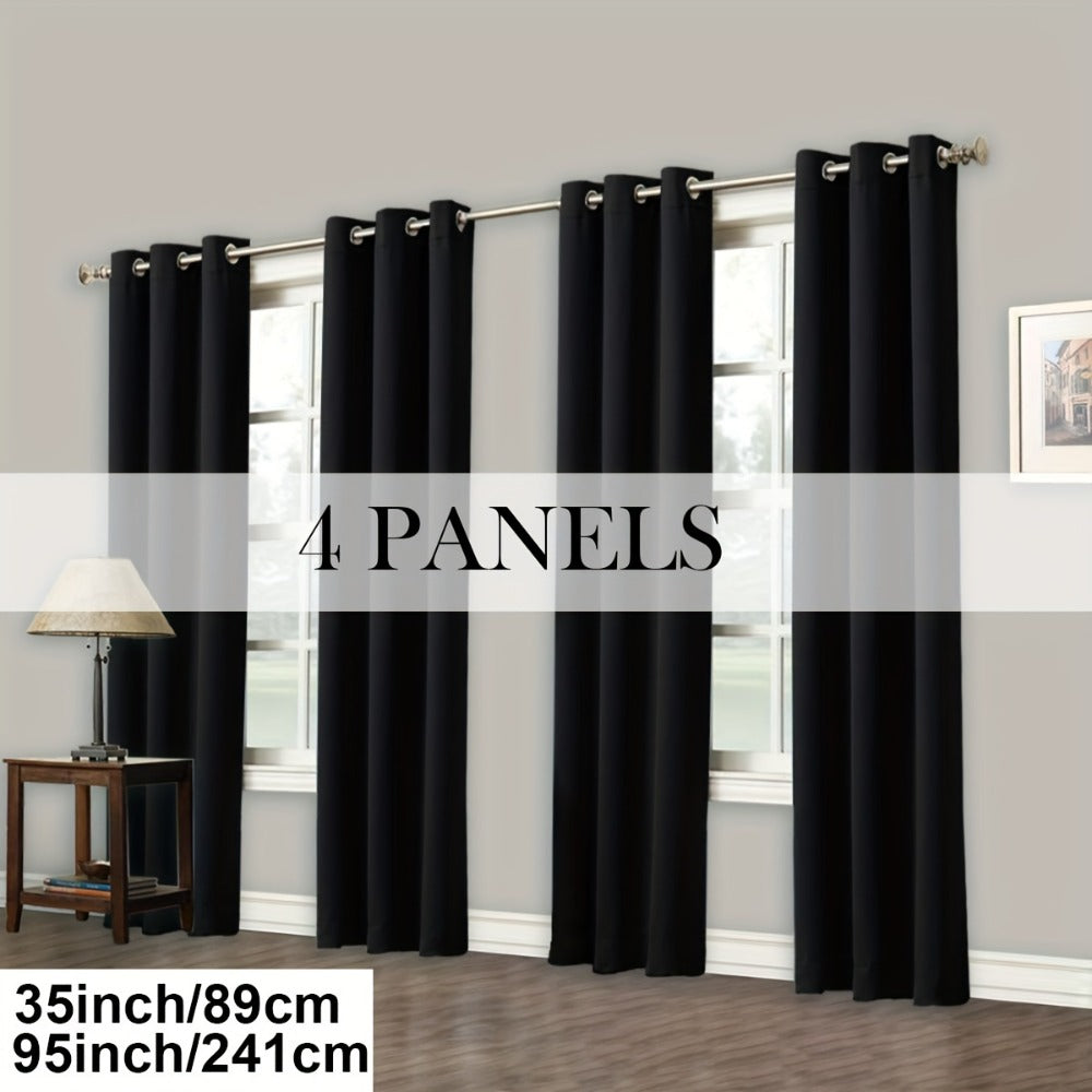 Blackout Curtains Grommet Top Room Darkening Window Drapes 4 Panels Set Living Room Bedroom